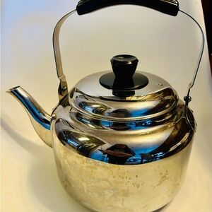 Demeyere Large Silver Teapot with Black Accents Steel Like New